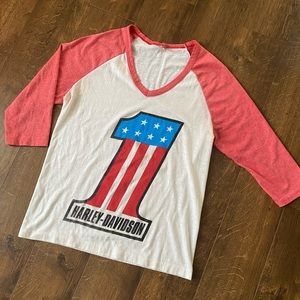 Vintage Harley Davidson 3/4 sleeve